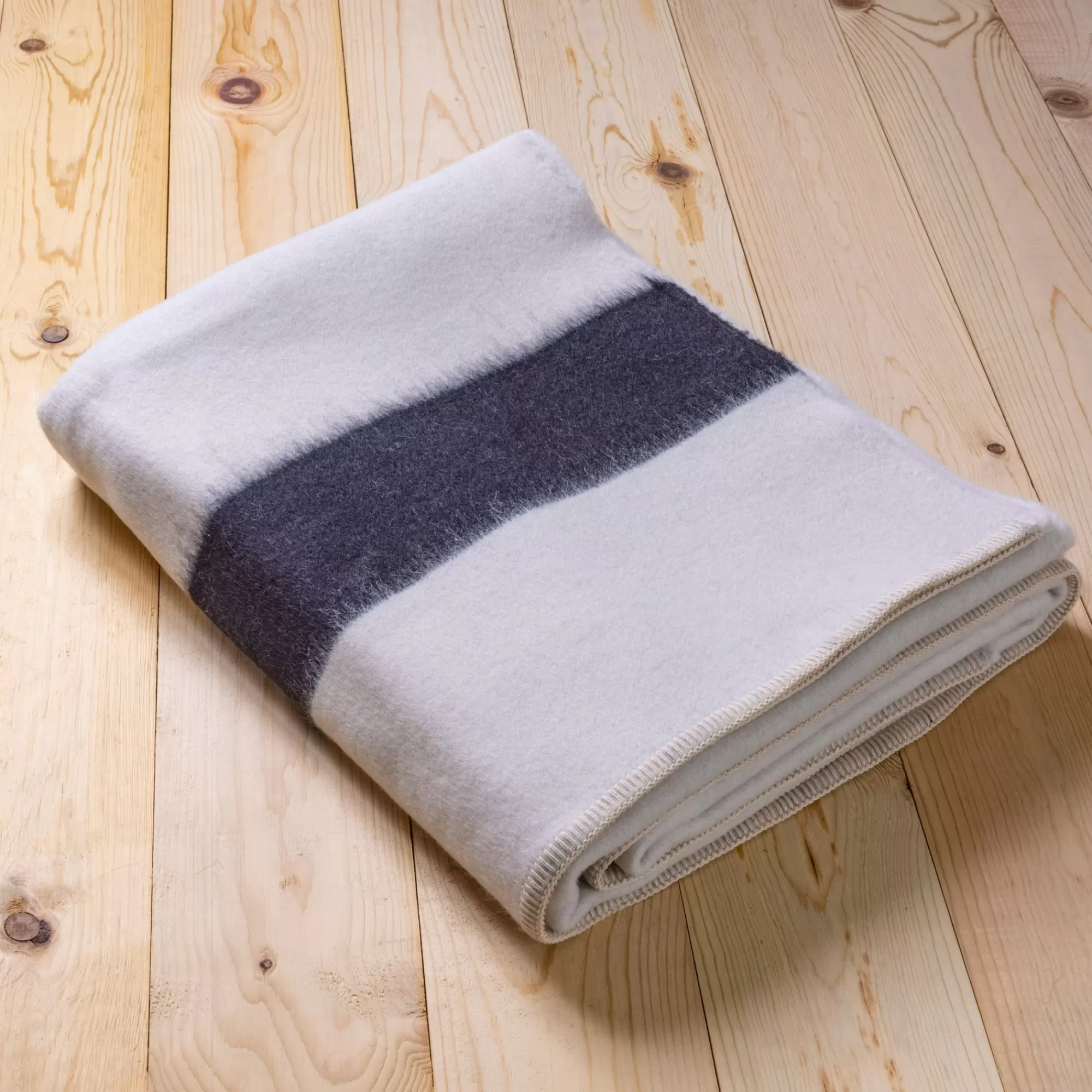 Clearance Be Home Siempre Blanket, Ivory with Black Stripe