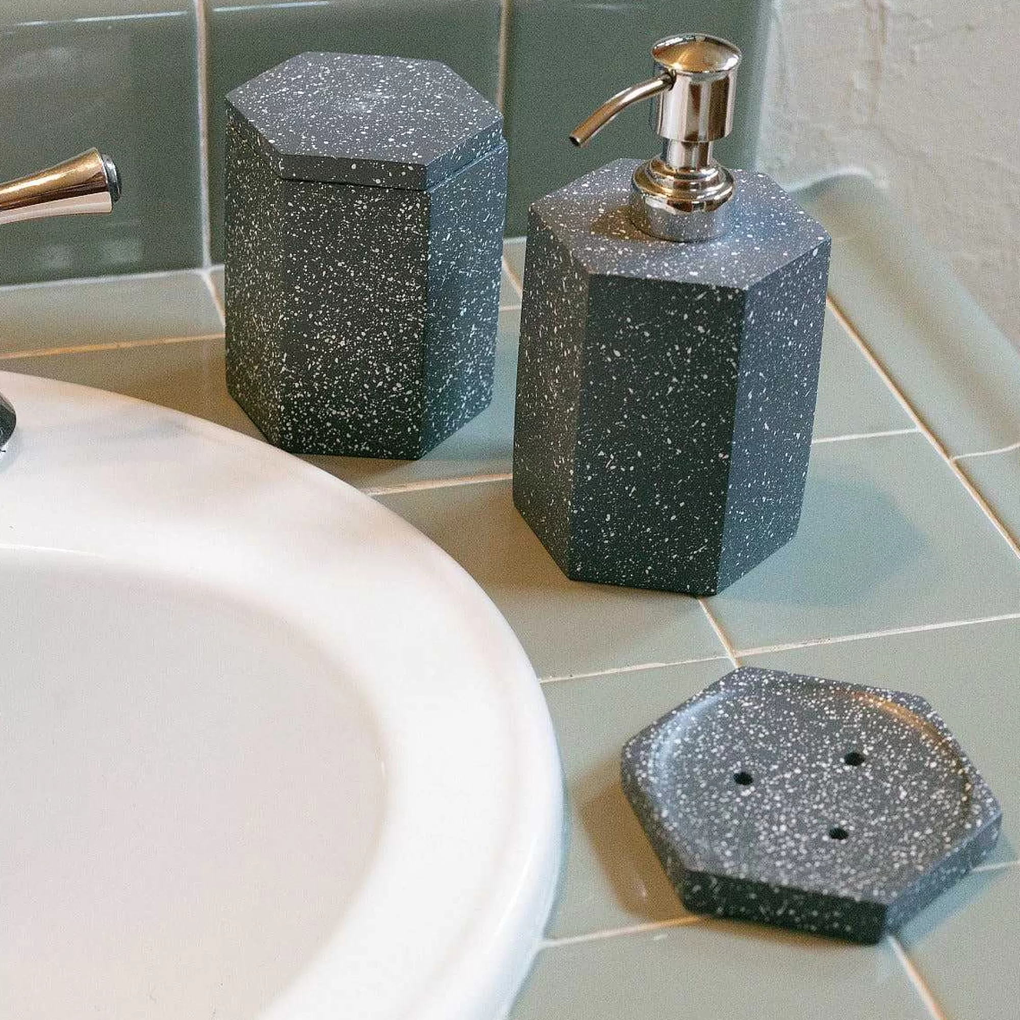 Be Home Canisters<Speckled Cement Bath Canister, Slate