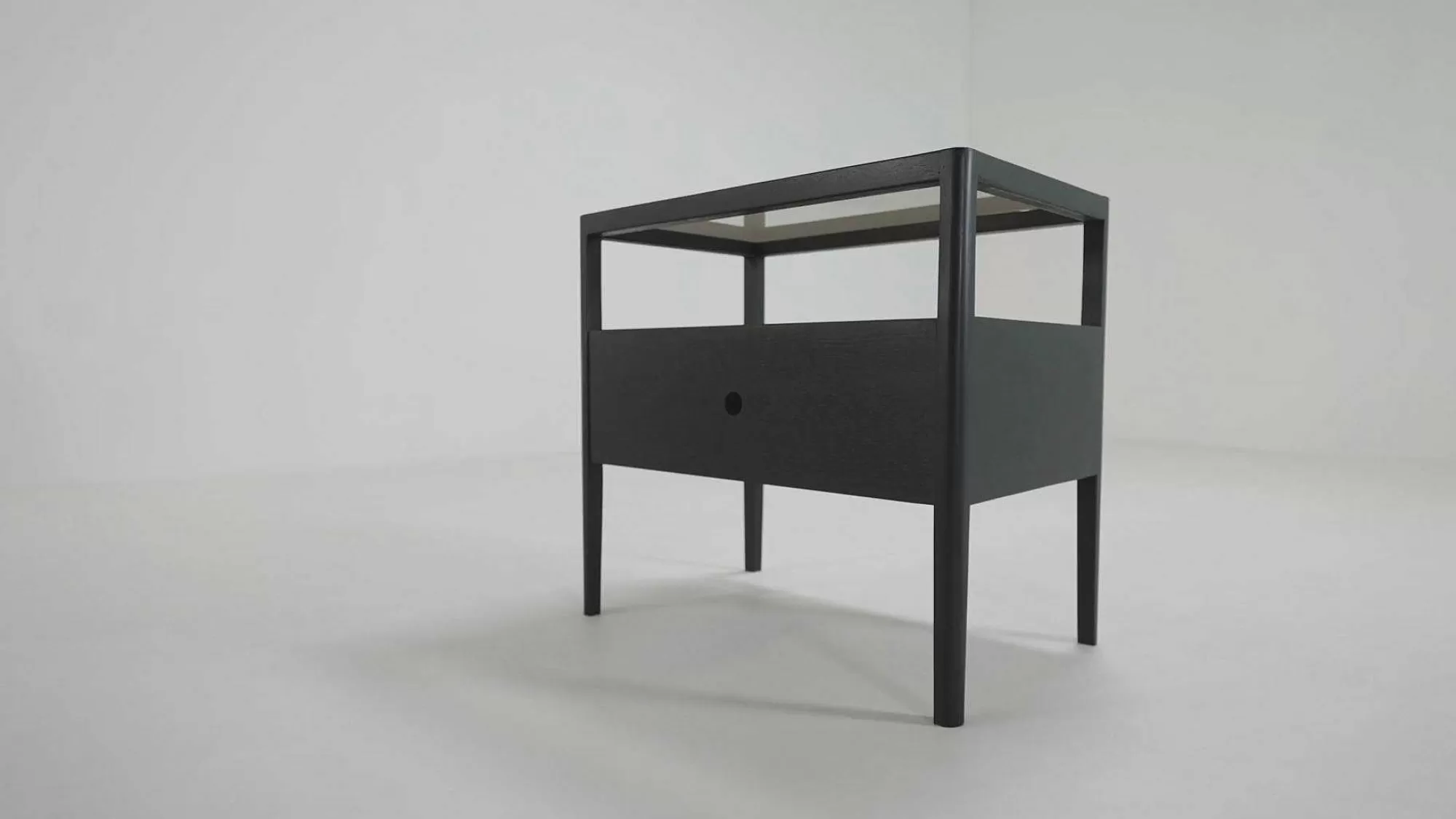 Be Home Bedside Tables<Spindle Solid Black Oak Bedside Table