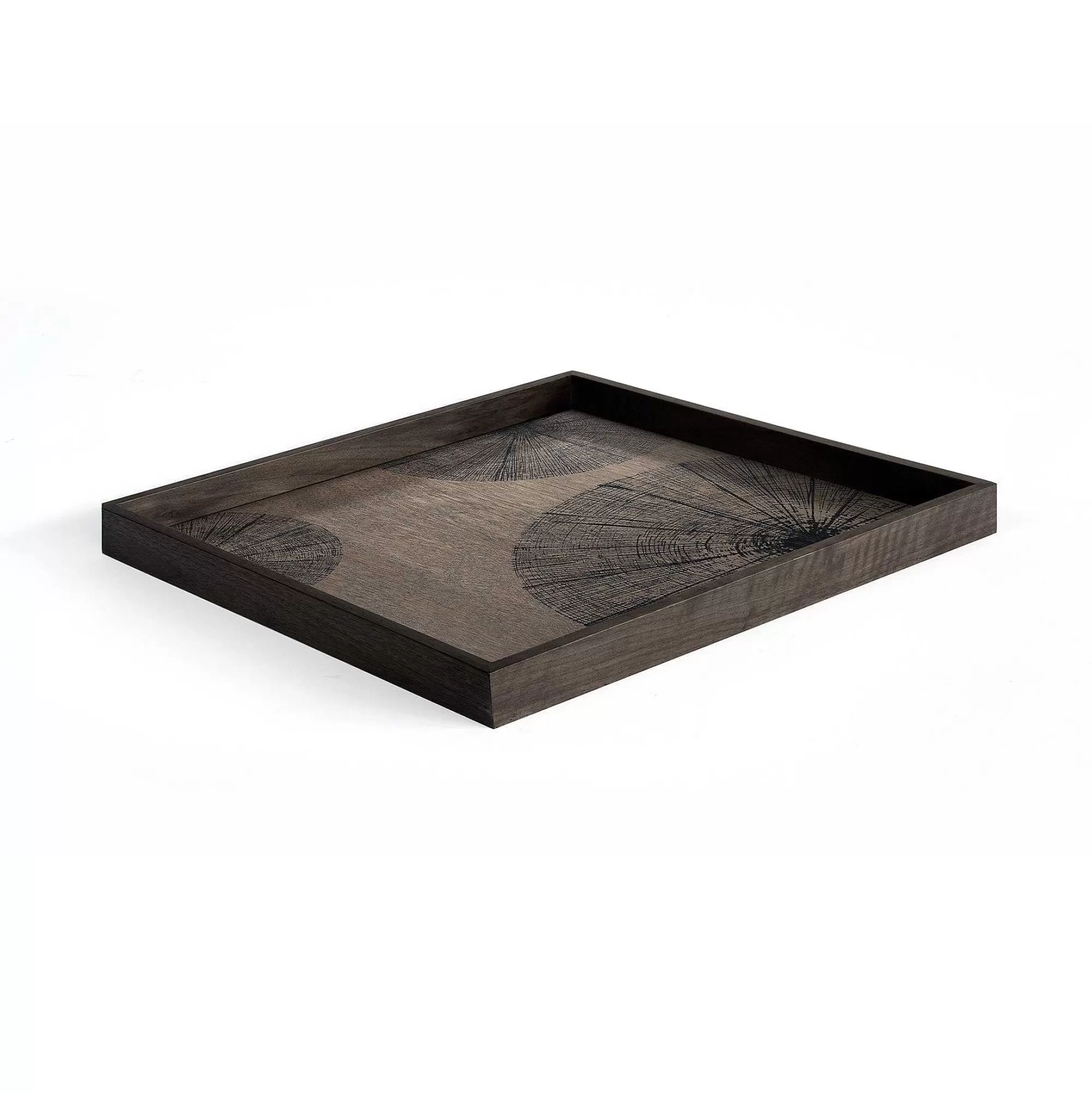 Be Home Trays<Square Black Slices Varnished Wood Tray, Large