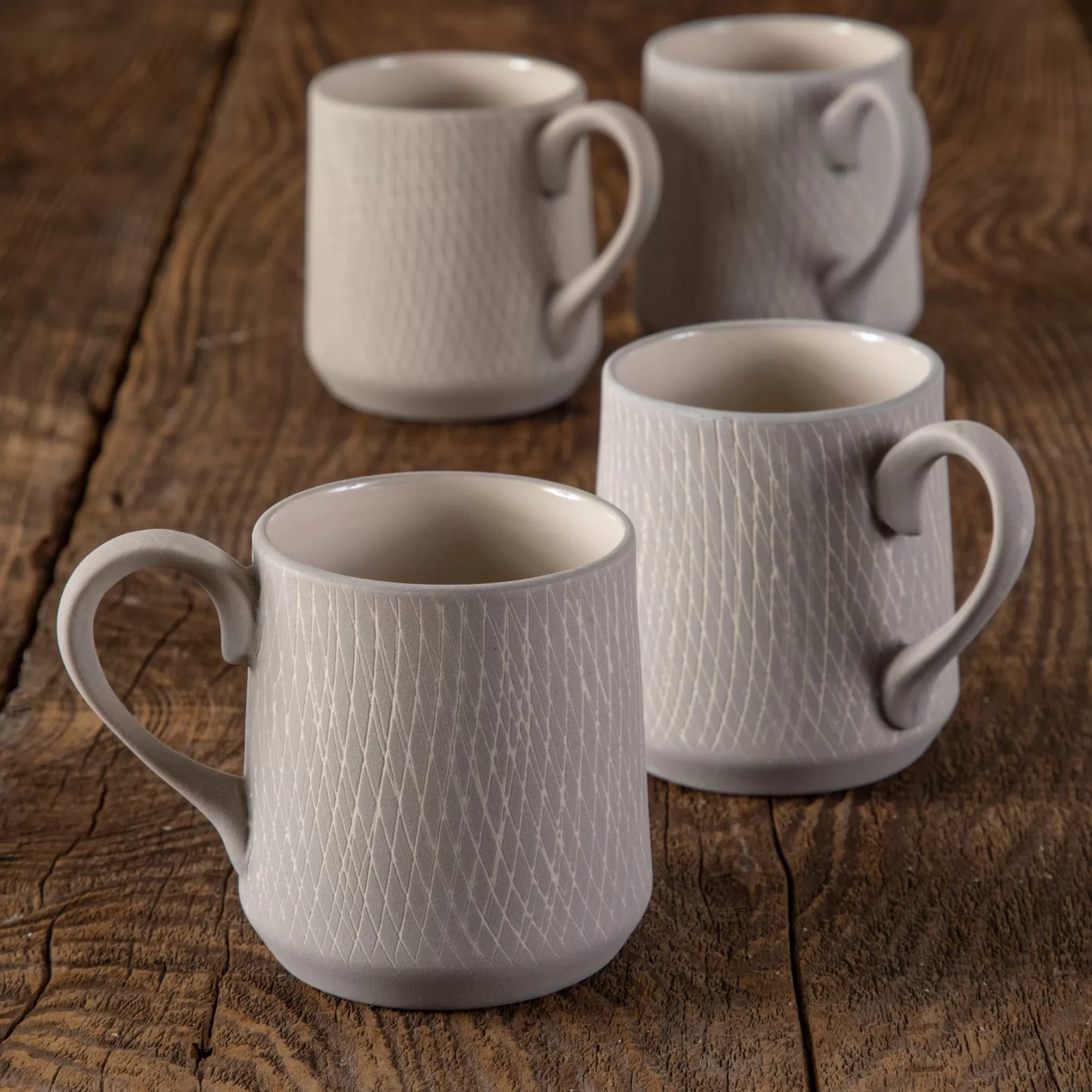Clearance Be Home Sterling Crosshatch Espresso Cups, Set of 4