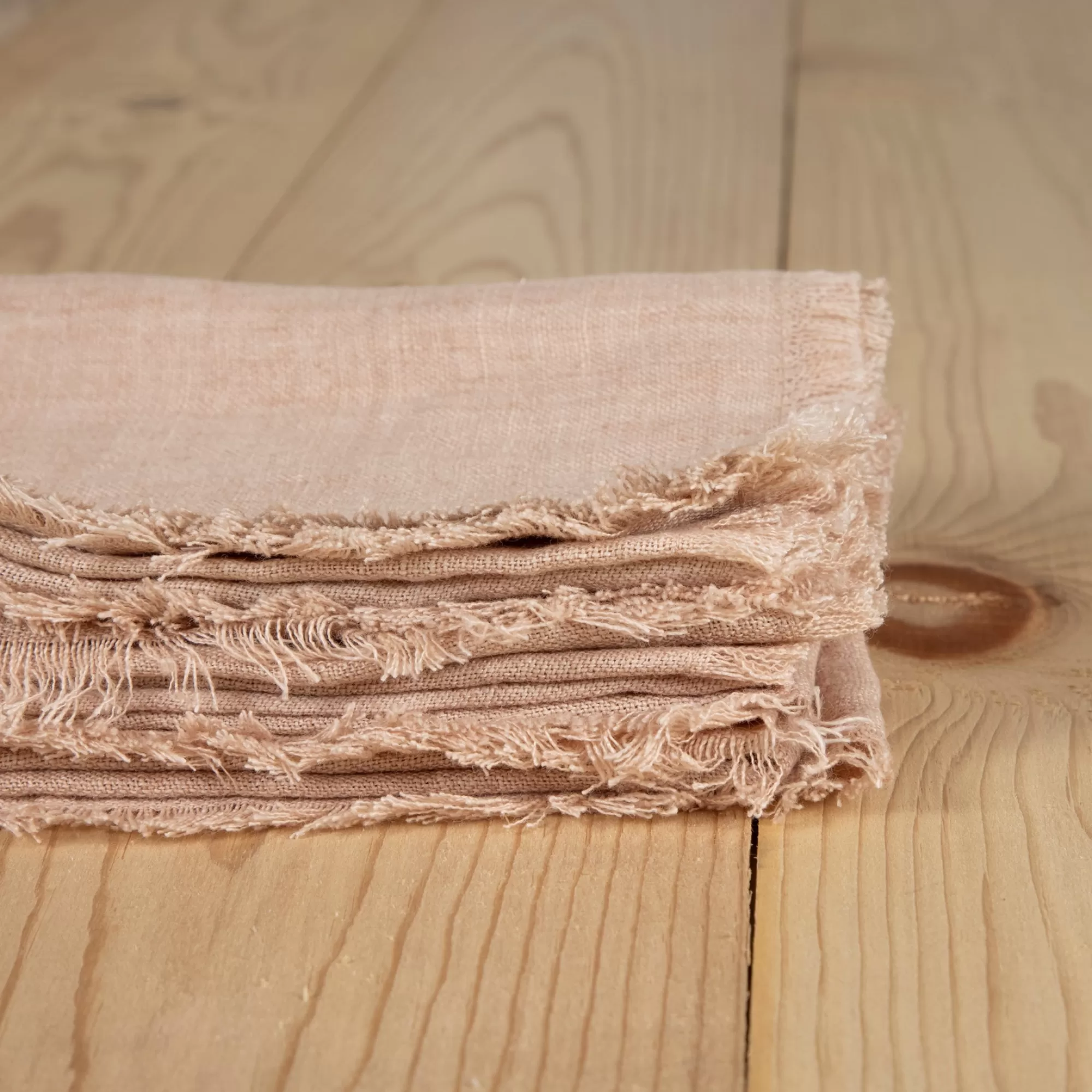 Clearance Be Home Stone Washed Linen Dinner Napkins, Blush, Set of 4