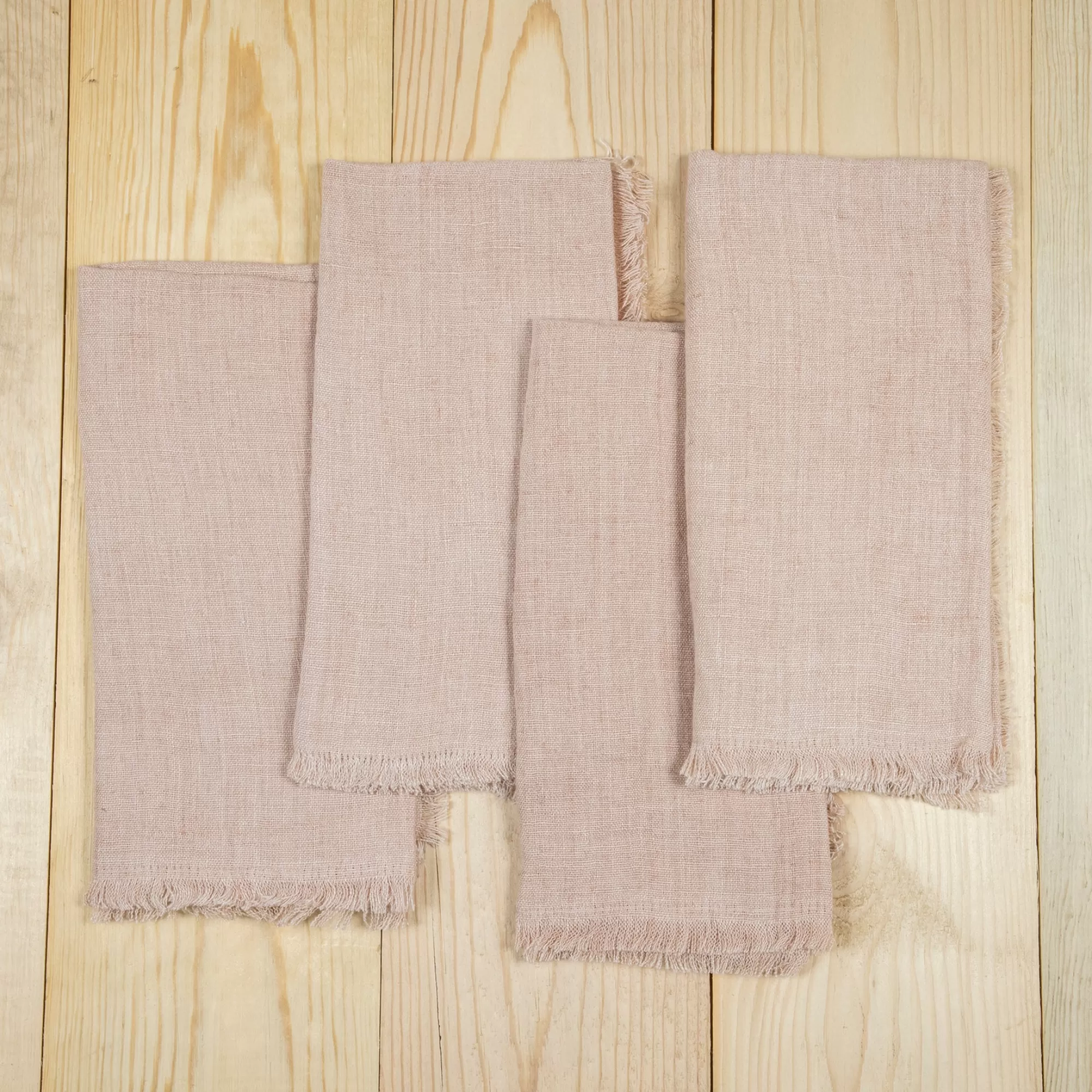 Clearance Be Home Stone Washed Linen Dinner Napkins, Blush, Set of 4