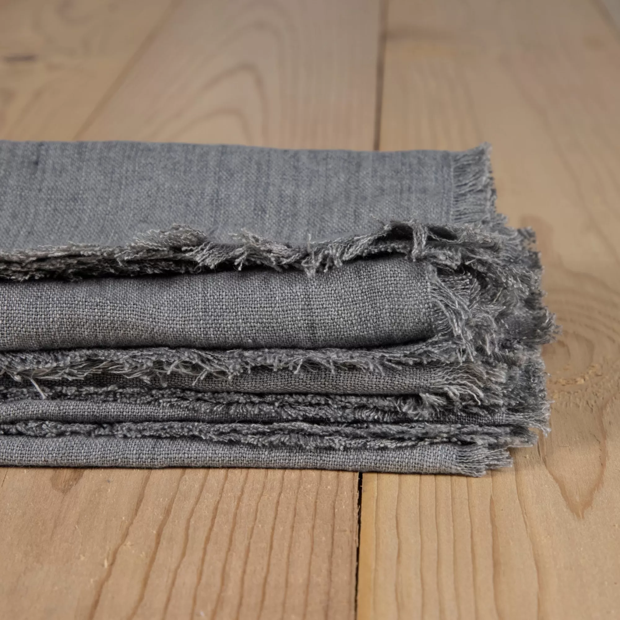 New Be Home Stone Washed Linen Dinner Napkins, Grey, Set of 4