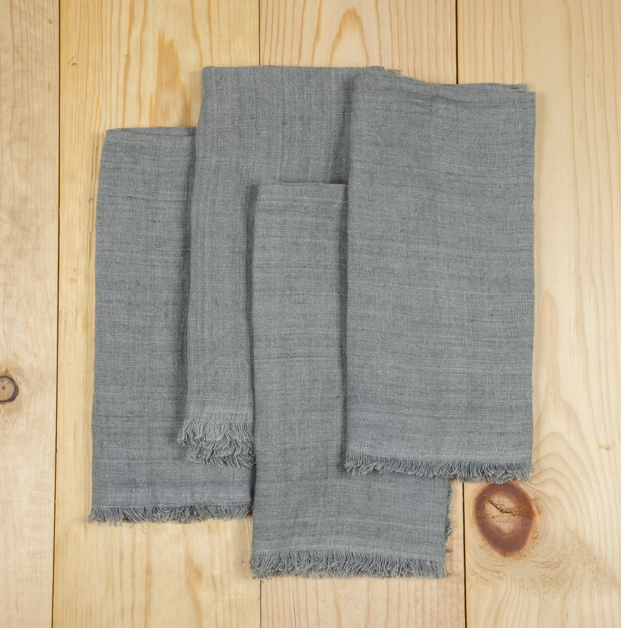 New Be Home Stone Washed Linen Dinner Napkins, Grey, Set of 4