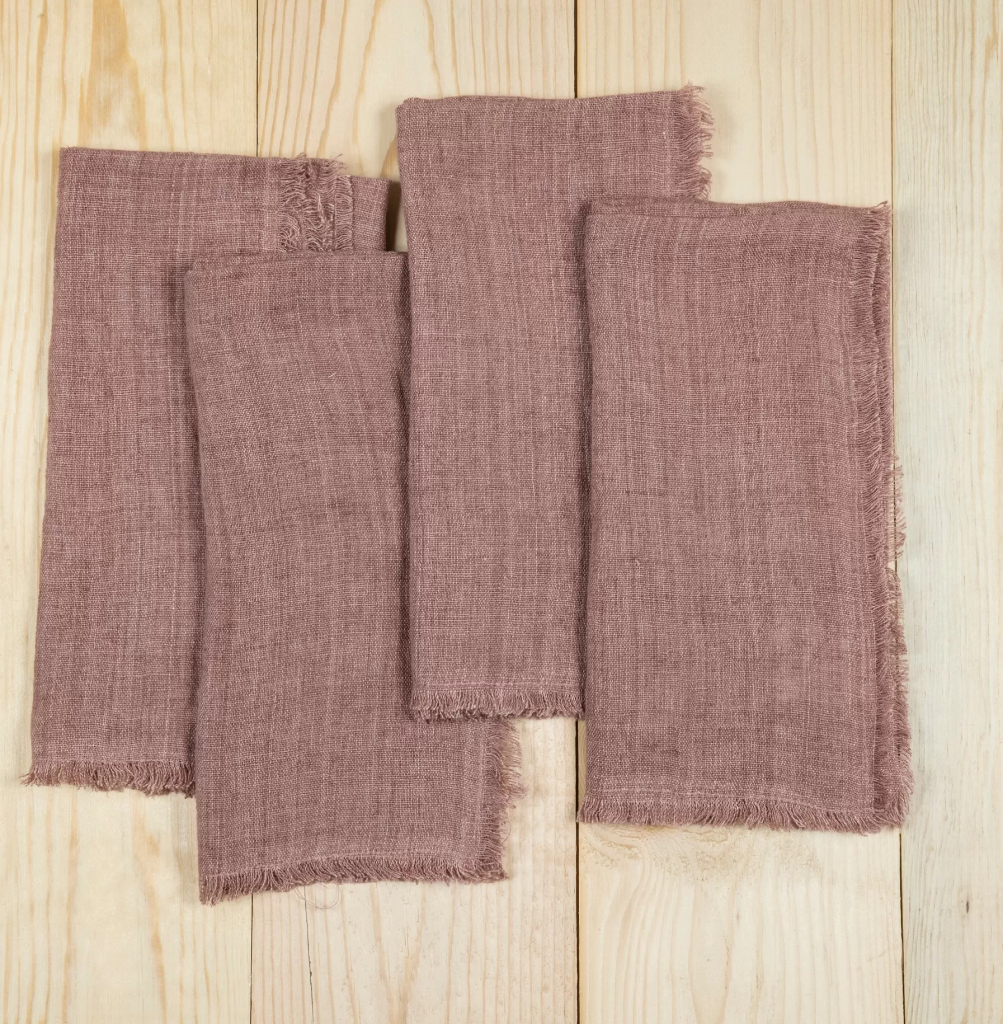 Discount Be Home Stone Washed Linen Dinner Napkins, Rose, Set of 4