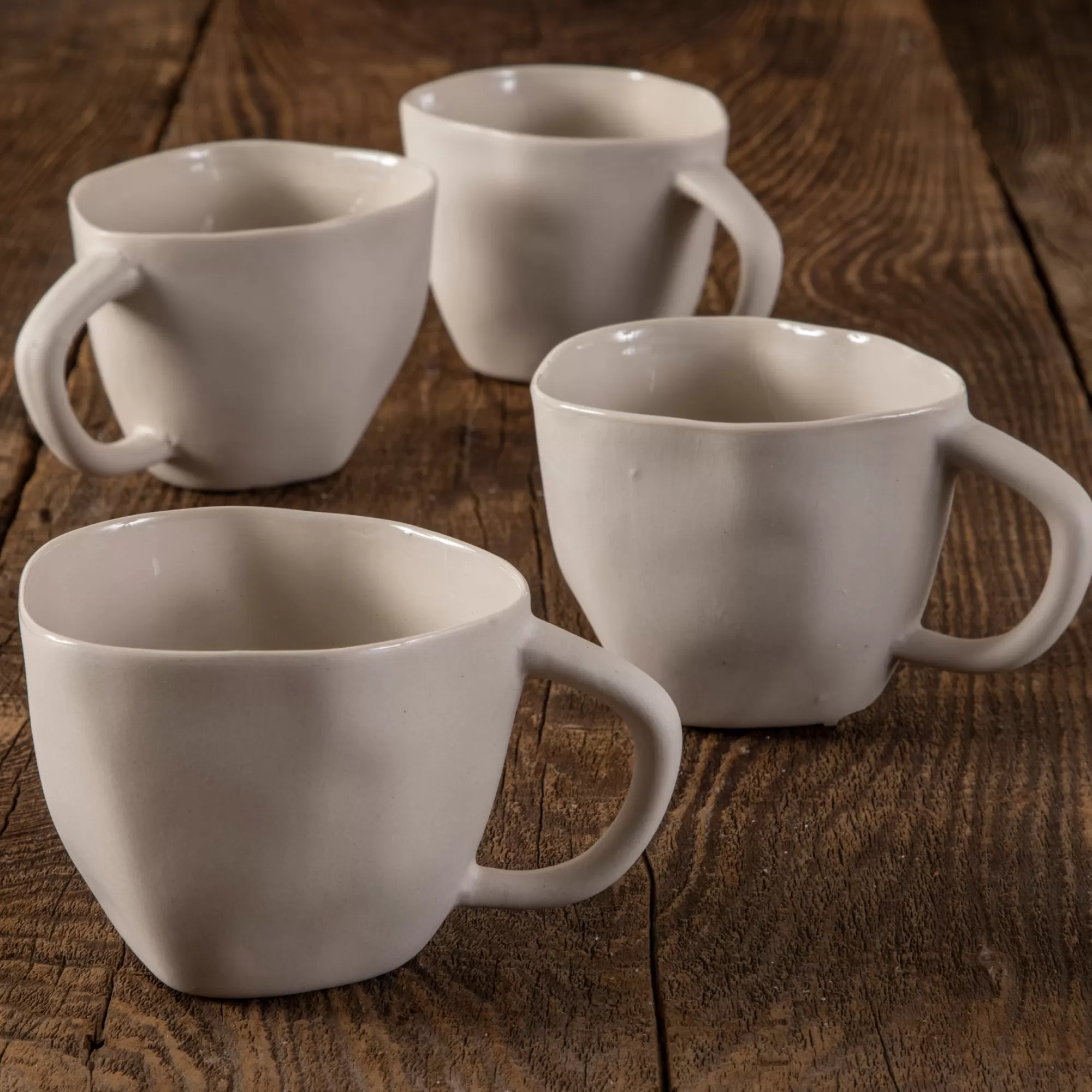 Sale Be Home Tam Stoneware Cappuccino Cup, Pearl, Set of 4