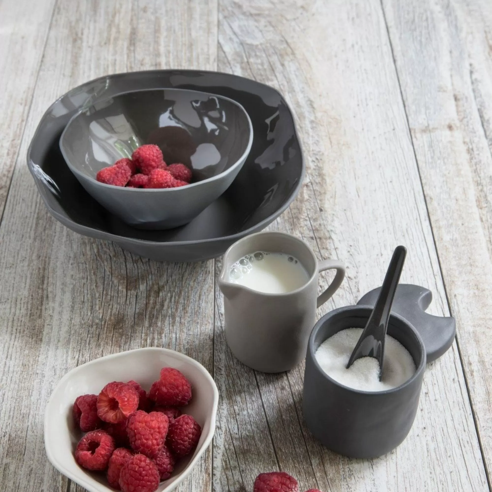 Online Be Home Tam Stoneware Side Bowl, Slate, Set of 4