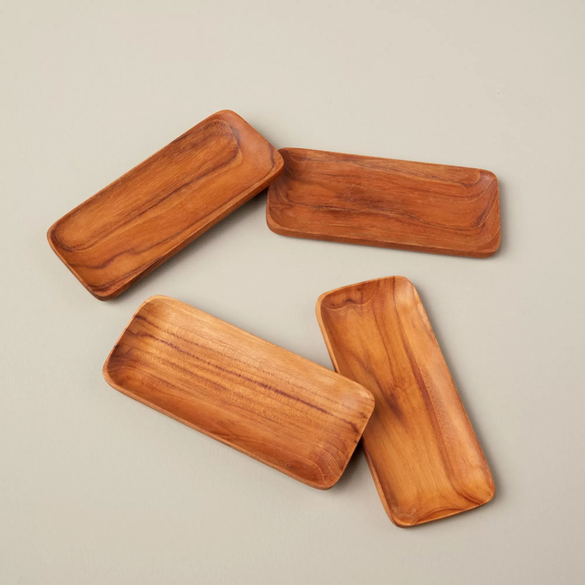 Store Be Home Teak Small Trays, Set of 4