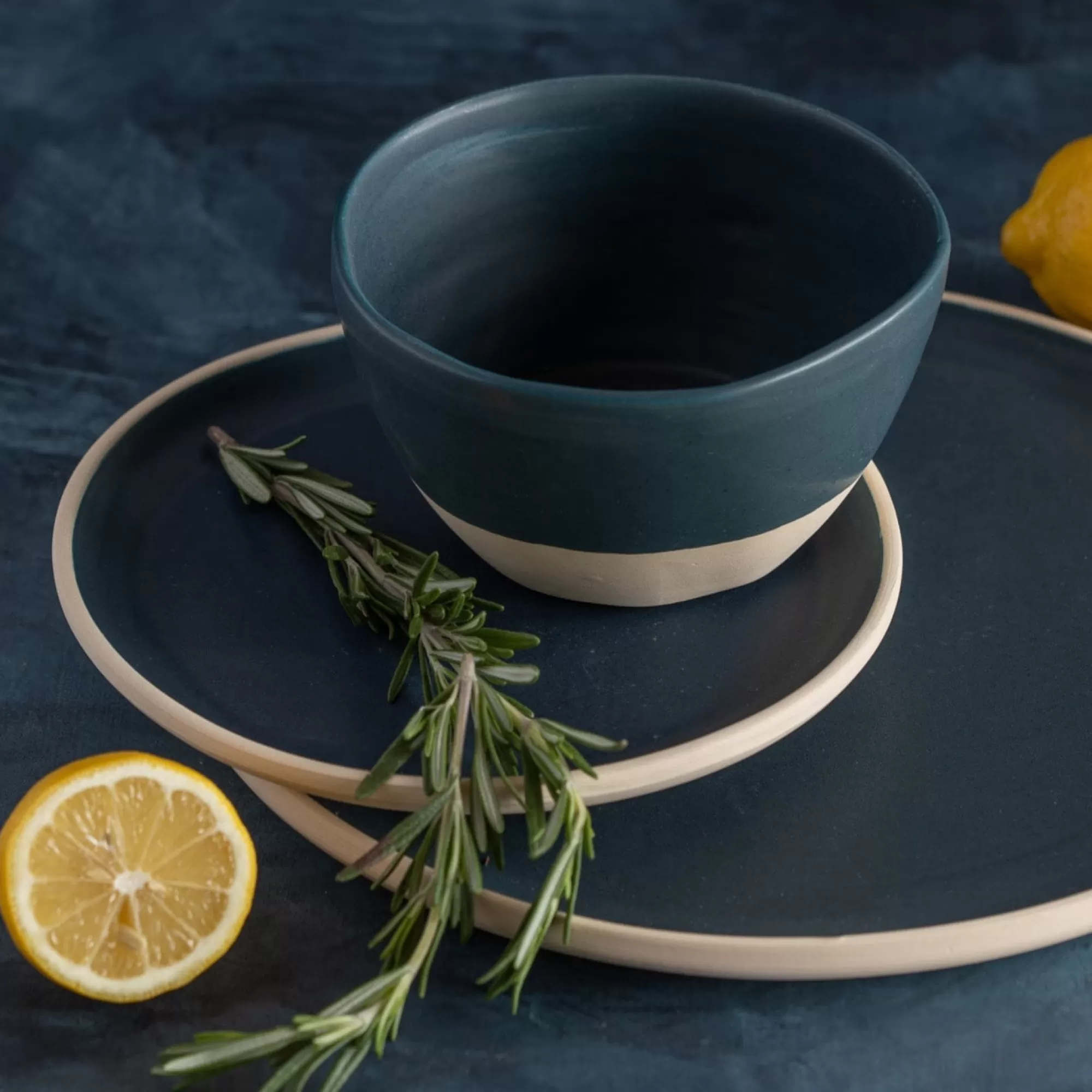 Hot Be Home Treves Dinner Plate, Navy, Set of 4