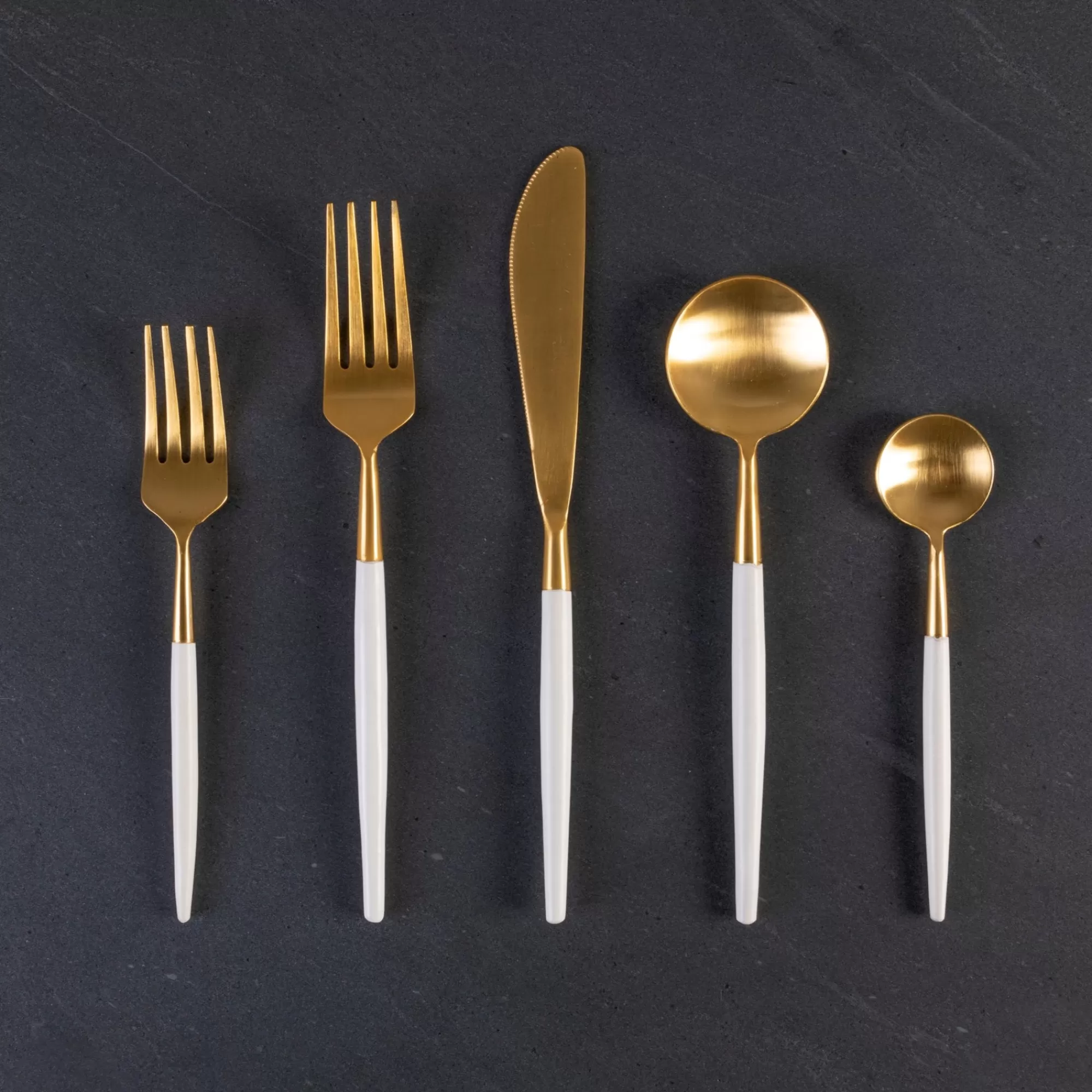 Clearance Be Home White & Gold Flatware Set
