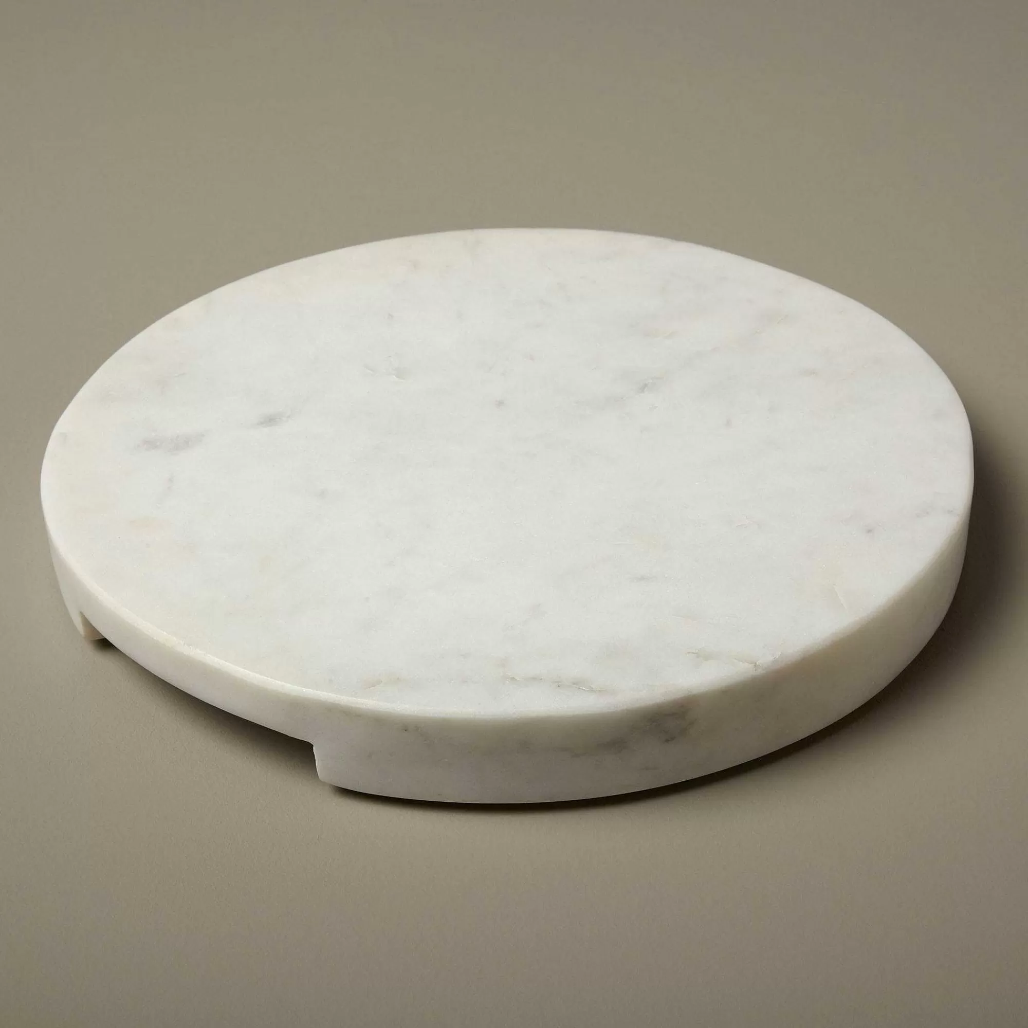 Be Home Marble Serving Boards<White Marble Thick Round Board with Handle Grooves