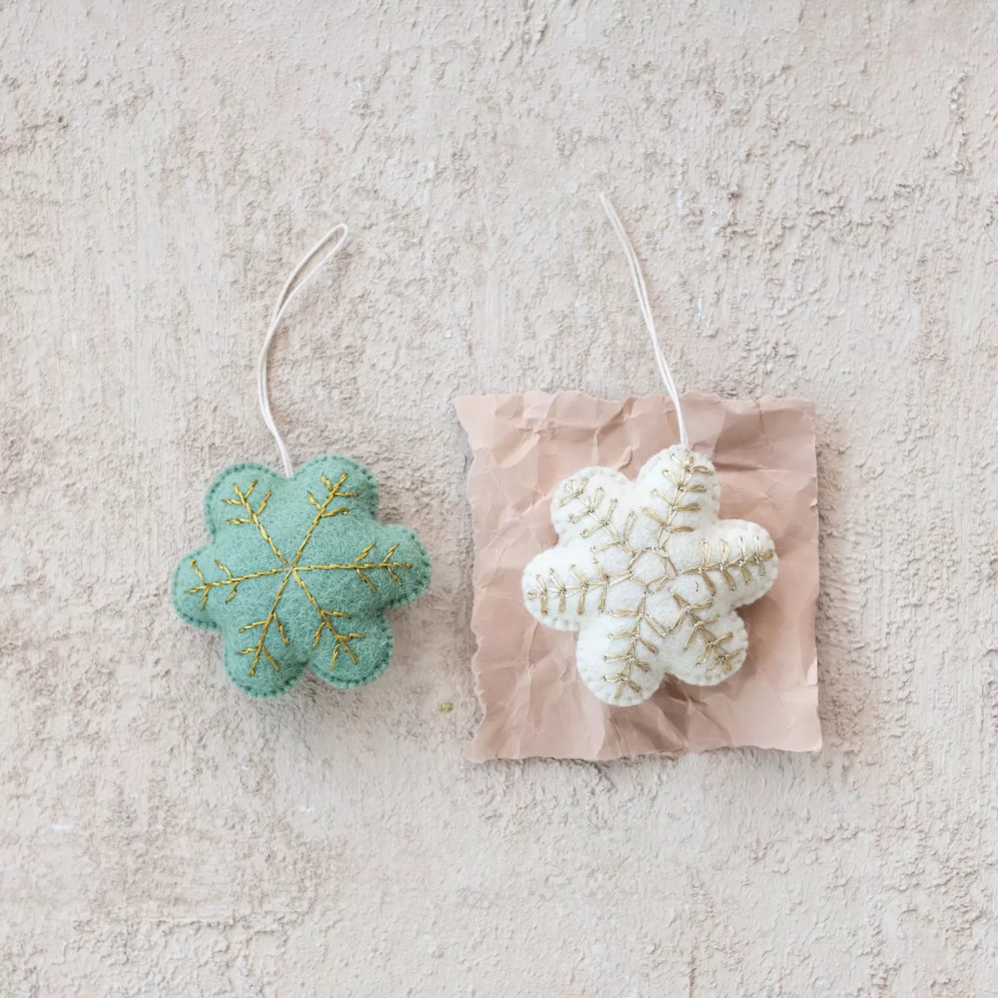 Hot Be Home Wool Felt Snowflake Ornaments, Set of 2
