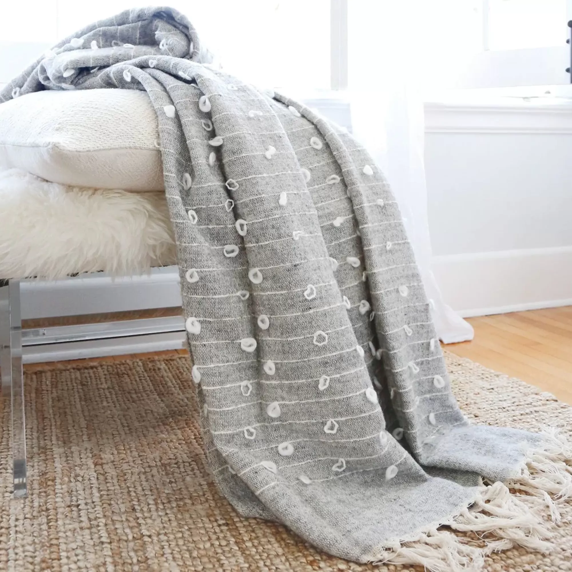 New Be Home Zaidee Oversized Throw, Grey & Natural