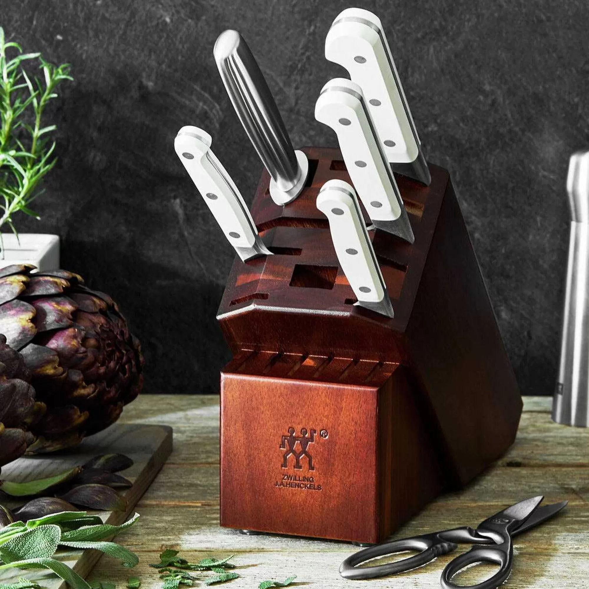 Be Home Let's Cook Sale<Zwilling Pro Le Blanc, 7pc Block Set with Acacia Block